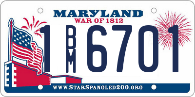 MD license plate 1BM6701
