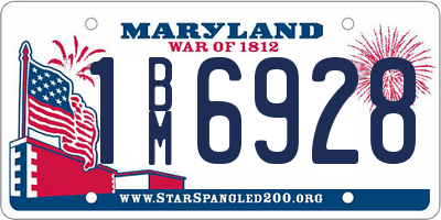MD license plate 1BM6928