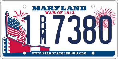 MD license plate 1BM7380