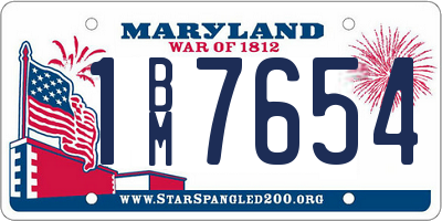 MD license plate 1BM7654