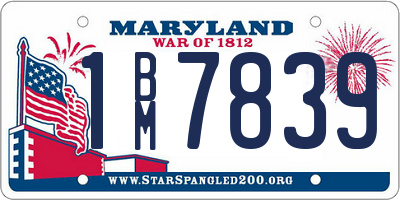 MD license plate 1BM7839