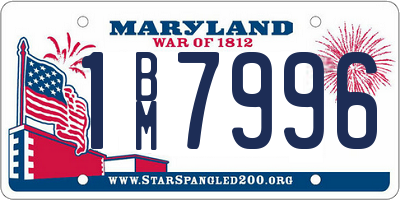 MD license plate 1BM7996