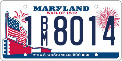MD license plate 1BM8014