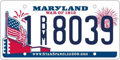 MD license plate 1BM8039