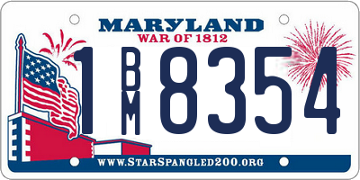 MD license plate 1BM8354