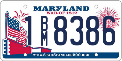 MD license plate 1BM8386