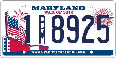 MD license plate 1BM8925