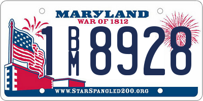 MD license plate 1BM8928