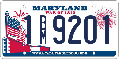 MD license plate 1BM9201
