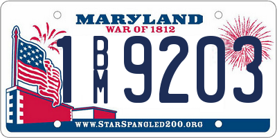 MD license plate 1BM9203