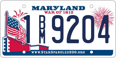 MD license plate 1BM9204