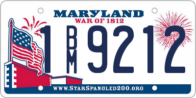 MD license plate 1BM9212
