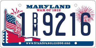 MD license plate 1BM9216