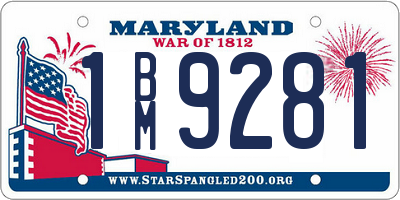 MD license plate 1BM9281
