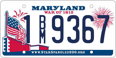 MD license plate 1BM9367