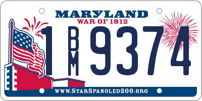 MD license plate 1BM9374