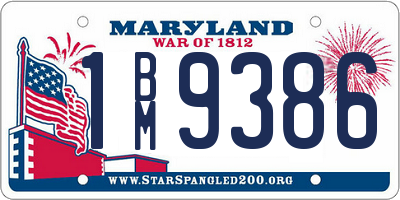 MD license plate 1BM9386