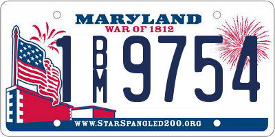 MD license plate 1BM9754