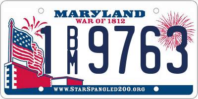 MD license plate 1BM9763