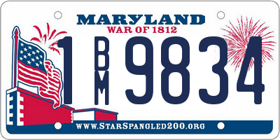 MD license plate 1BM9834