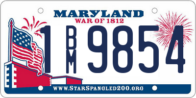 MD license plate 1BM9854