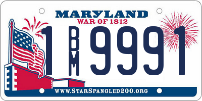 MD license plate 1BM9991
