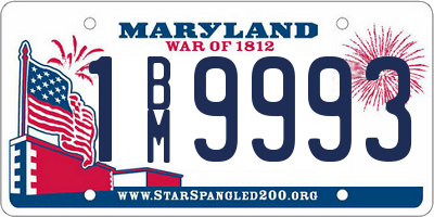 MD license plate 1BM9993