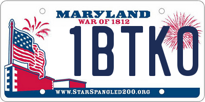 MD license plate 1BTK01