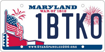 MD license plate 1BTKO1