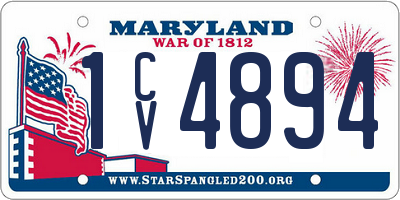 MD license plate 1CV4894