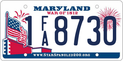 MD license plate 1FA8730