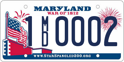 MD license plate 1MD0002