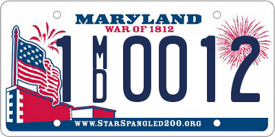 MD license plate 1MD0012