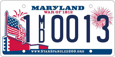 MD license plate 1MD0013