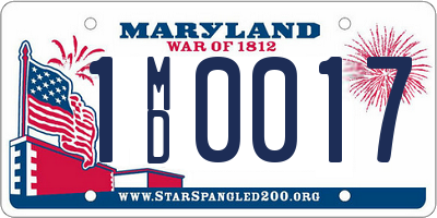 MD license plate 1MD0017