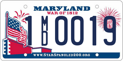 MD license plate 1MD0019