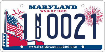 MD license plate 1MD0021