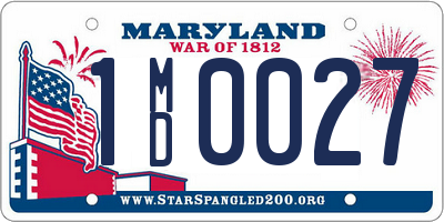 MD license plate 1MD0027