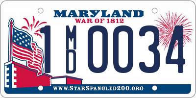 MD license plate 1MD0034