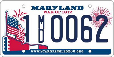 MD license plate 1MD0062