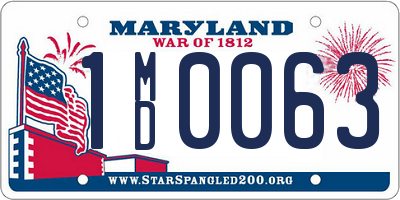 MD license plate 1MD0063