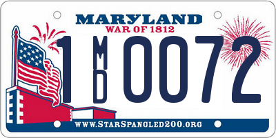 MD license plate 1MD0072