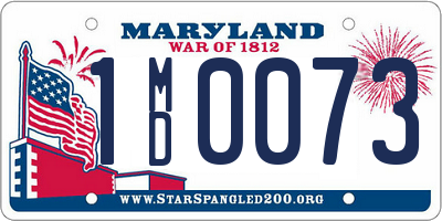 MD license plate 1MD0073