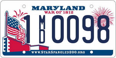 MD license plate 1MD0098