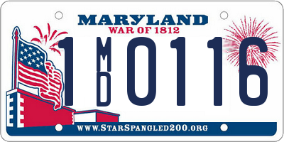 MD license plate 1MD0116