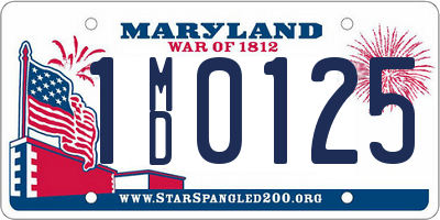 MD license plate 1MD0125