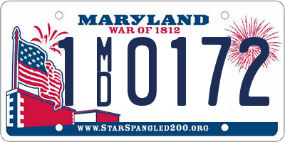 MD license plate 1MD0172