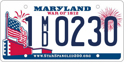 MD license plate 1MD0230