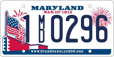 MD license plate 1MD0296