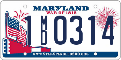 MD license plate 1MD0314